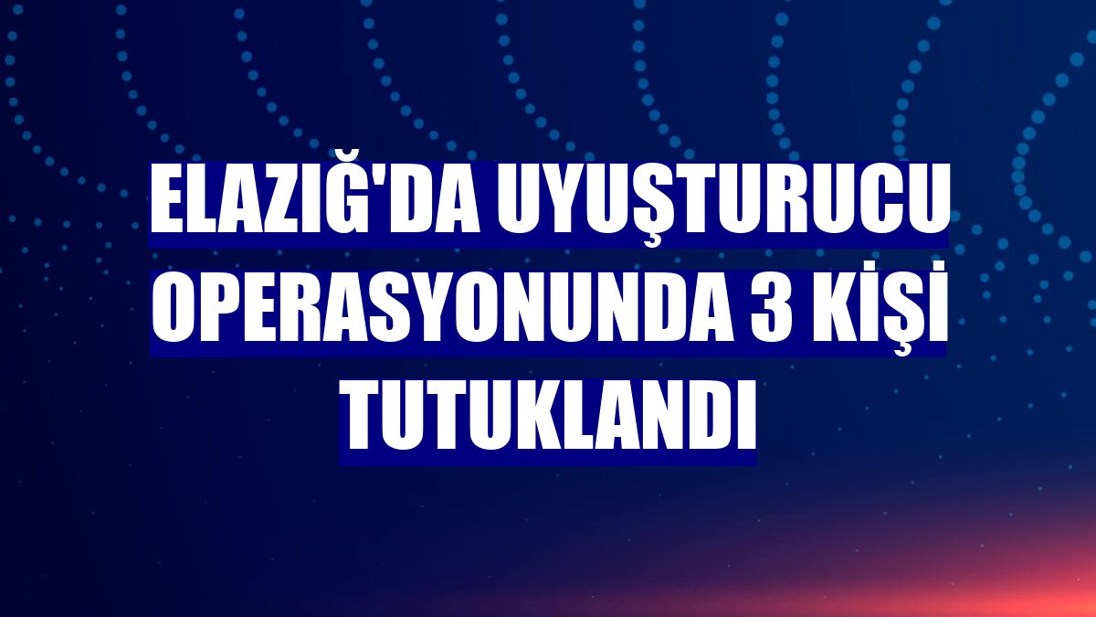 Elazığ'da uyuşturucu operasyonunda 3 kişi tutuklandı