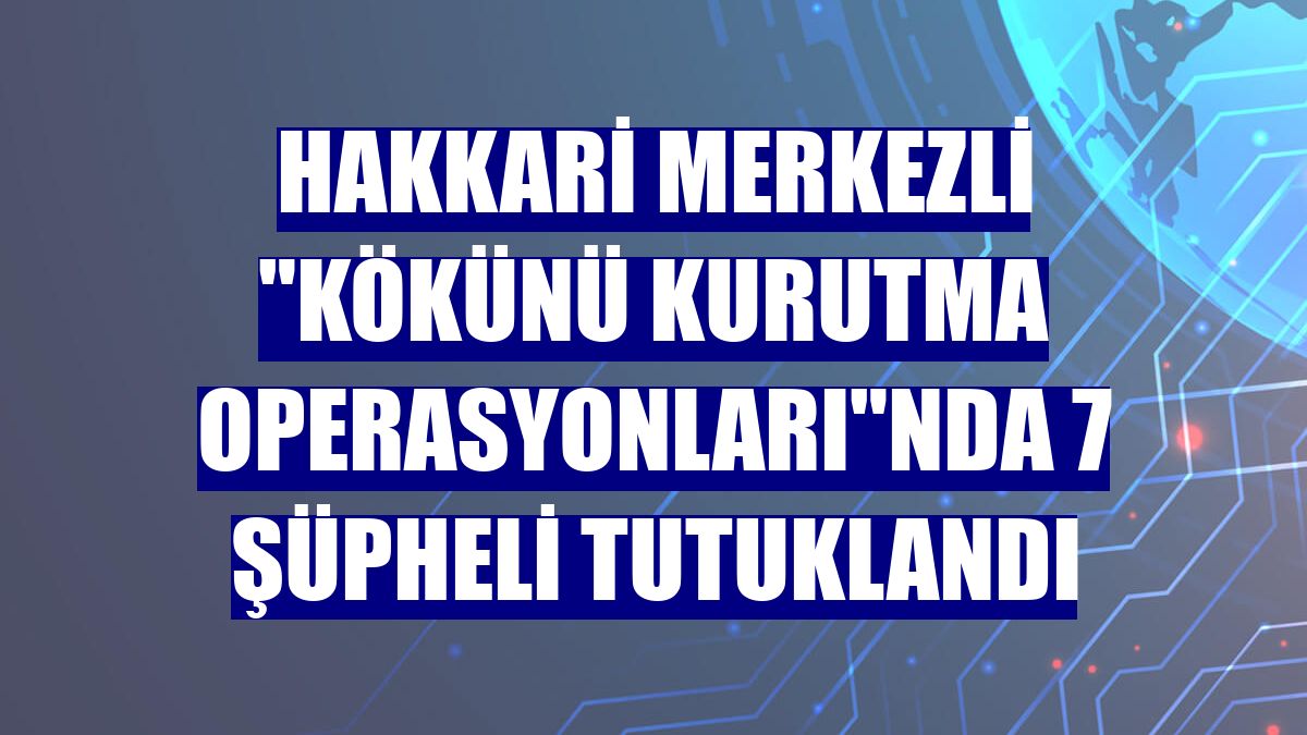 Hakkari merkezli "Kökünü Kurutma Operasyonları"nda 7 şüpheli tutuklandı