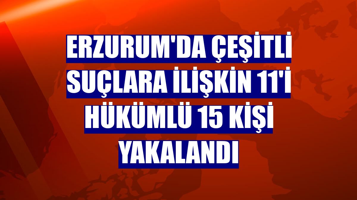 Erzurum'da çeşitli suçlara ilişkin 11'i hükümlü 15 kişi yakalandı