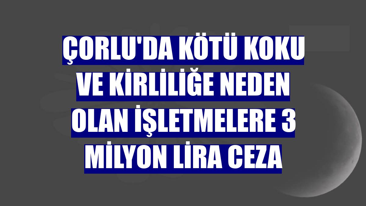 Çorlu'da kötü koku ve kirliliğe neden olan işletmelere 3 milyon lira ceza