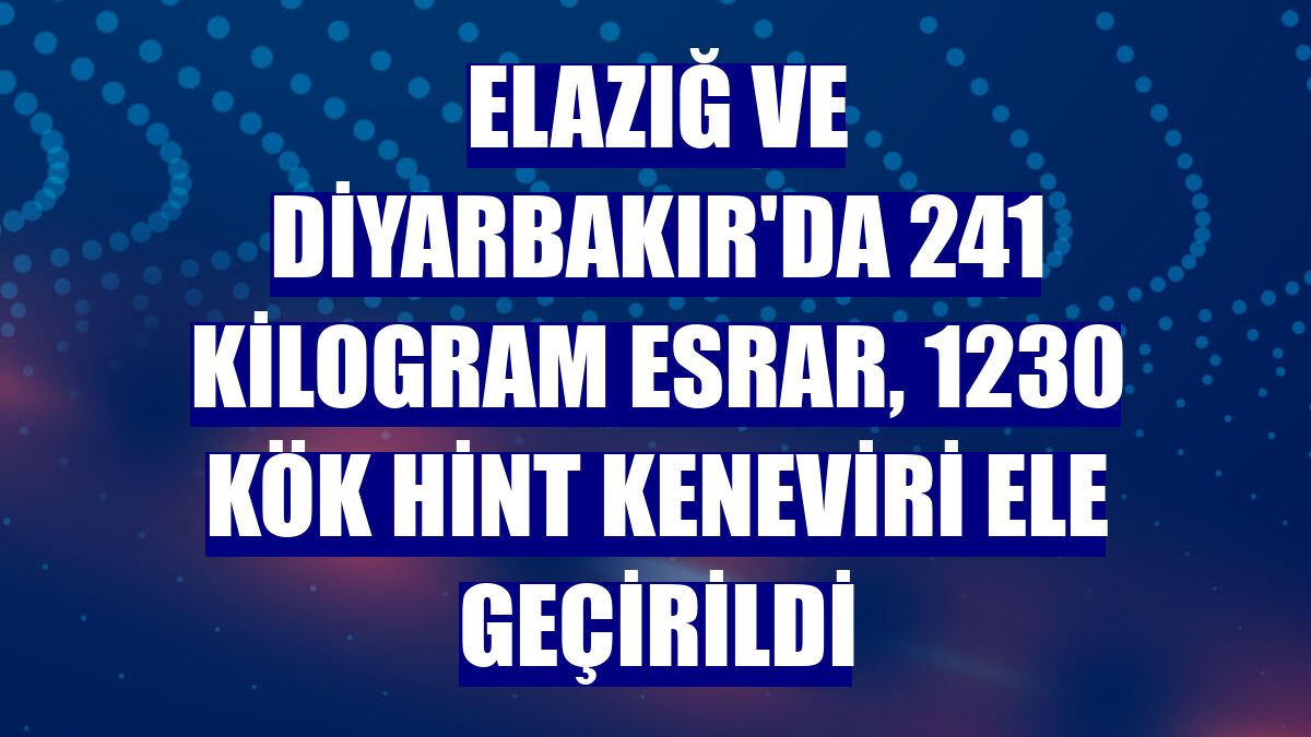 Elazığ ve Diyarbakır'da 241 kilogram esrar, 1230 kök Hint keneviri ele geçirildi