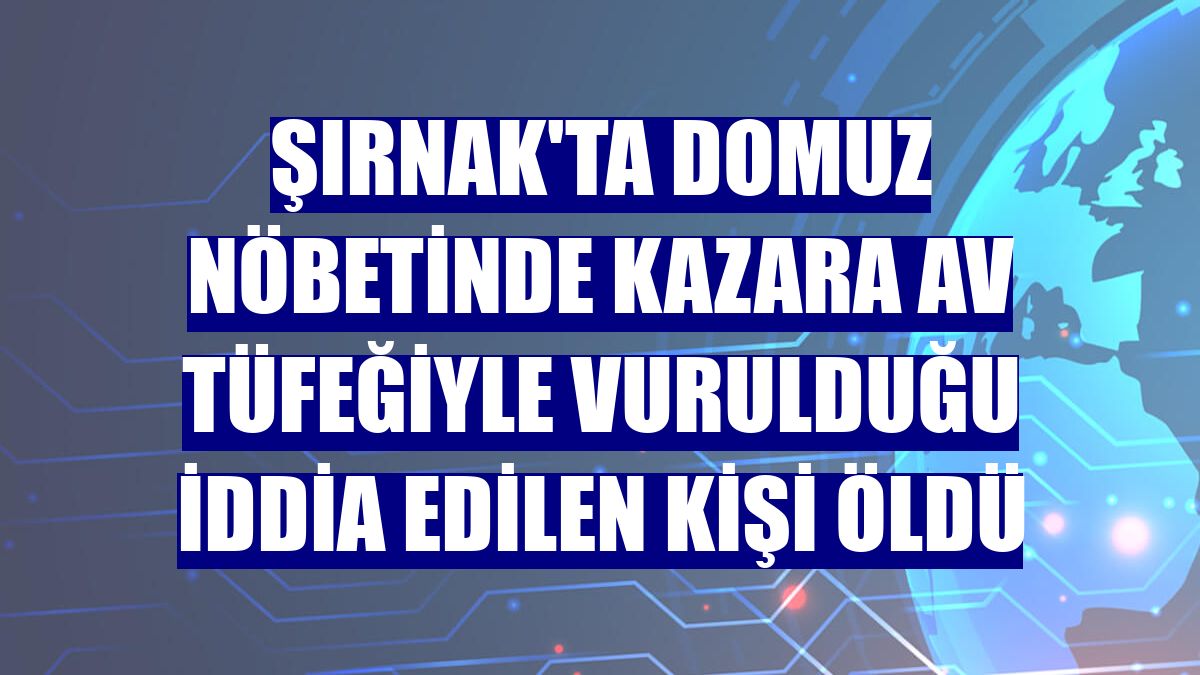 Şırnak'ta domuz nöbetinde kazara av tüfeğiyle vurulduğu iddia edilen kişi öldü