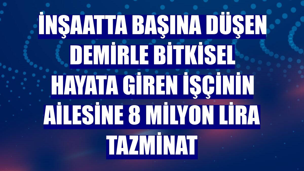 İnşaatta başına düşen demirle bitkisel hayata giren işçinin ailesine 8 milyon lira tazminat