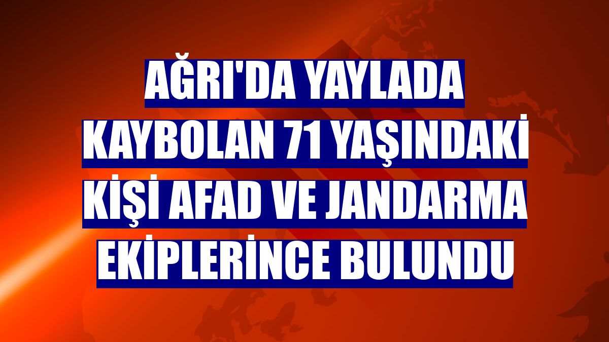 Ağrı'da yaylada kaybolan 71 yaşındaki kişi AFAD ve jandarma ekiplerince bulundu