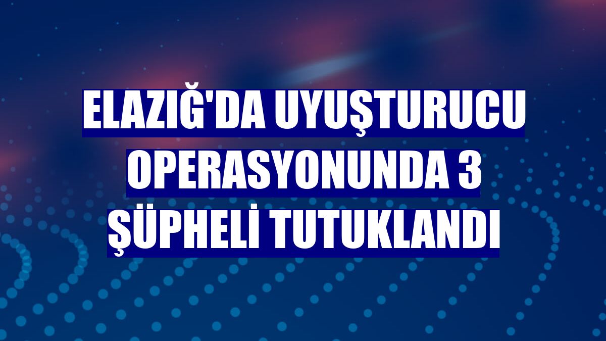 Elazığ'da uyuşturucu operasyonunda 3 şüpheli tutuklandı