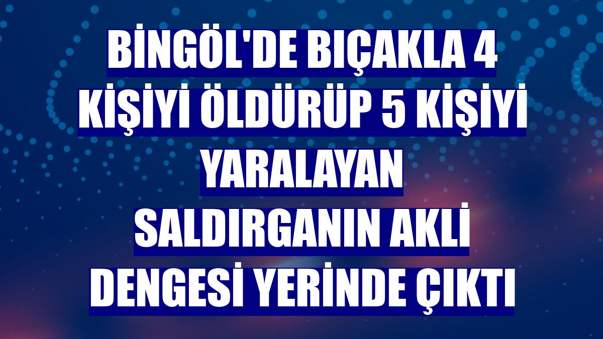 Bingöl'de bıçakla 4 kişiyi öldürüp 5 kişiyi yaralayan saldırganın akli dengesi yerinde çıktı