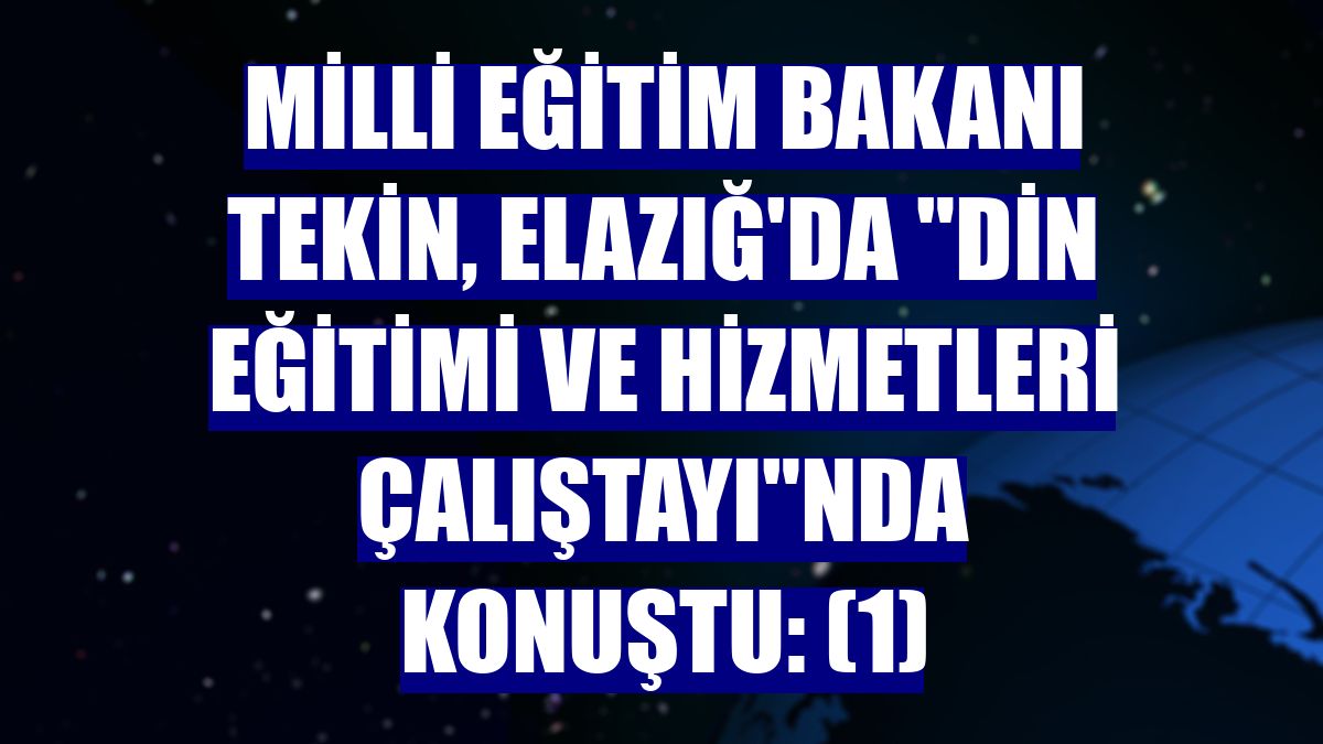 Milli Eğitim Bakanı Tekin, Elazığ'da 'Din Eğitimi ve Hizmetleri Çalıştayı'nda konuştu: (1)