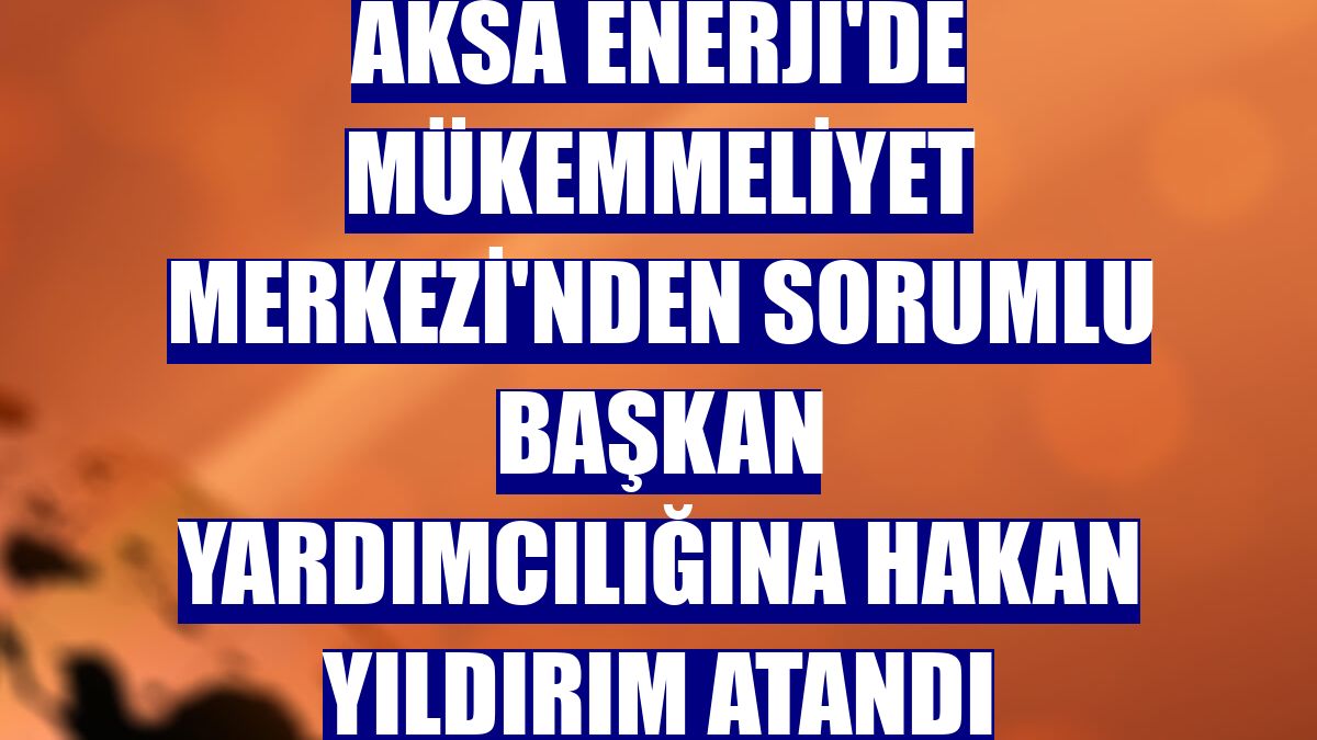 Aksa Enerji'de Mükemmeliyet Merkezi'nden sorumlu başkan yardımcılığına Hakan Yıldırım atandı