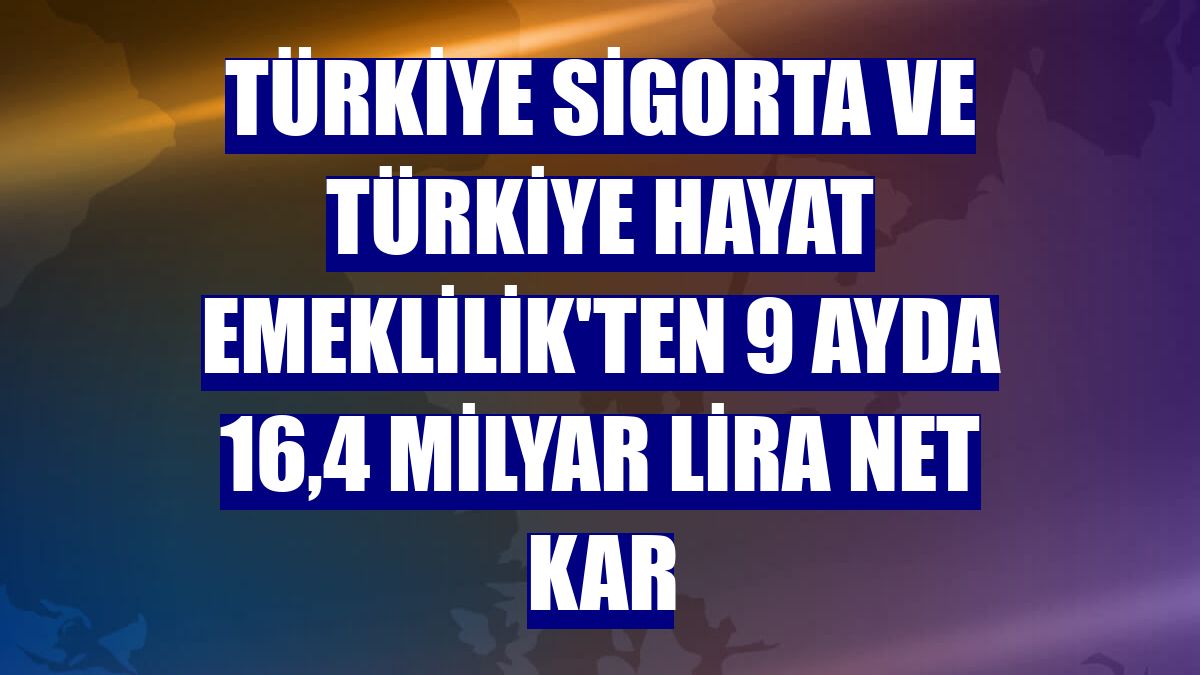 Türkiye Sigorta ve Türkiye Hayat Emeklilik'ten 9 ayda 16,4 milyar lira net kar