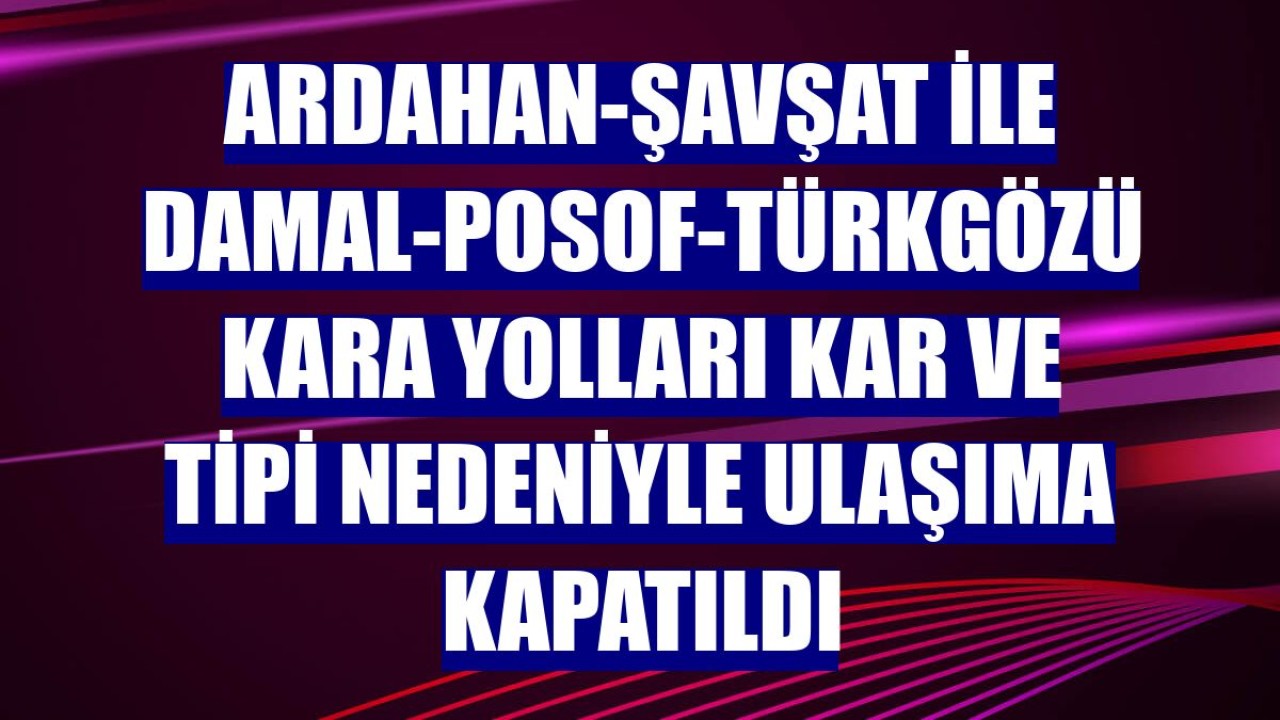 Ardahan-Şavşat ile Damal-Posof-Türkgözü kara yolları kar ve tipi nedeniyle ulaşıma kapatıldı