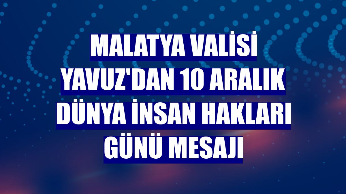 Malatya Valisi Yavuz'dan 10 Aralık Dünya İnsan Hakları Günü mesajı