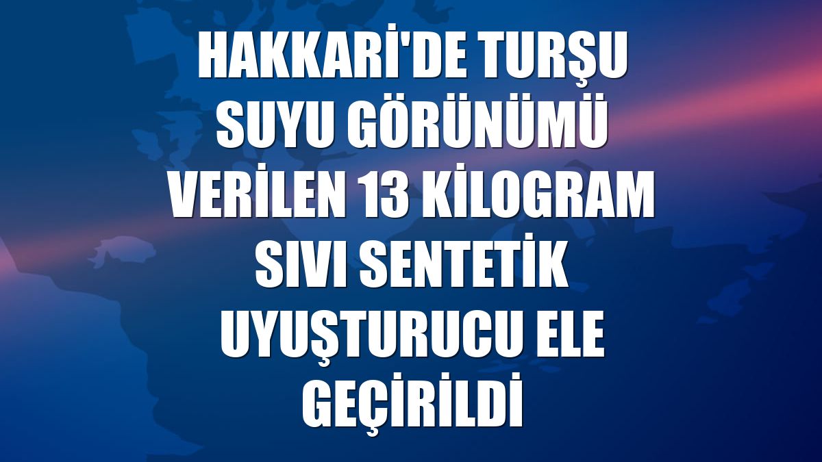 Hakkari'de turşu suyu görünümü verilen 13 kilogram sıvı sentetik uyuşturucu ele geçirildi