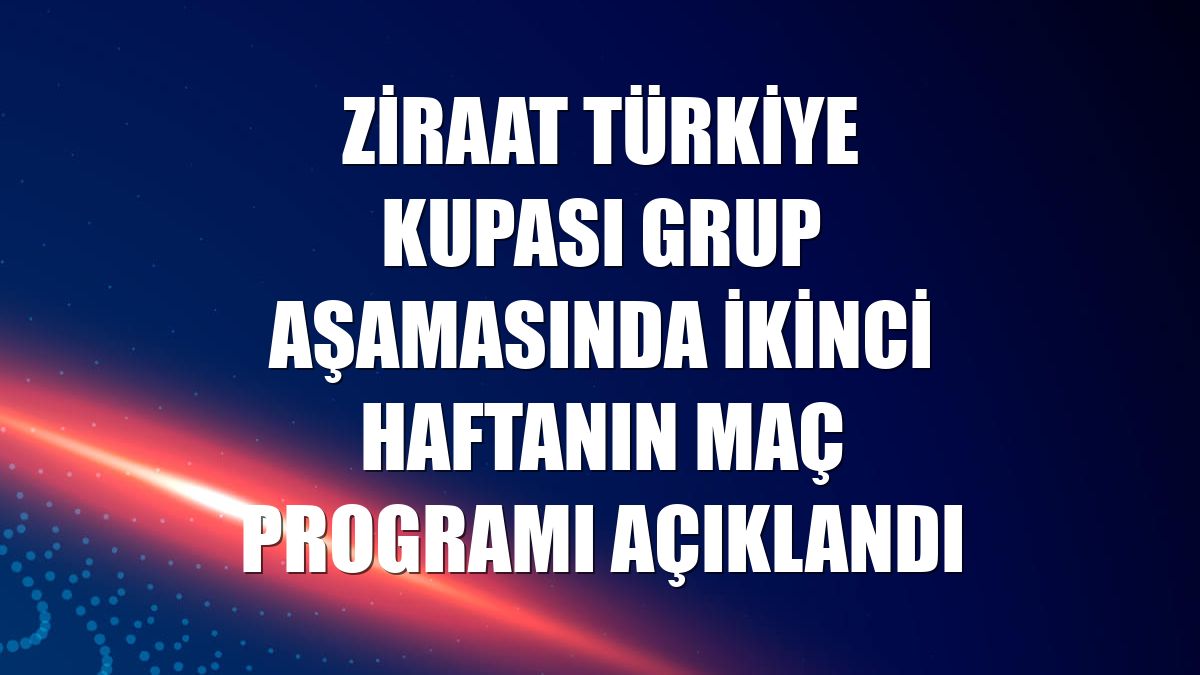 Ziraat Türkiye Kupası grup aşamasında ikinci haftanın maç programı açıklandı