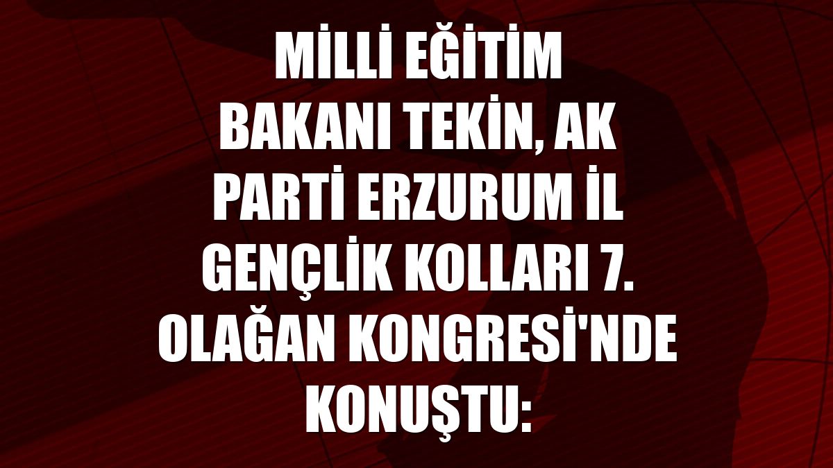 Milli Eğitim Bakanı Tekin, AK Parti Erzurum İl Gençlik Kolları 7. Olağan Kongresi'nde konuştu: