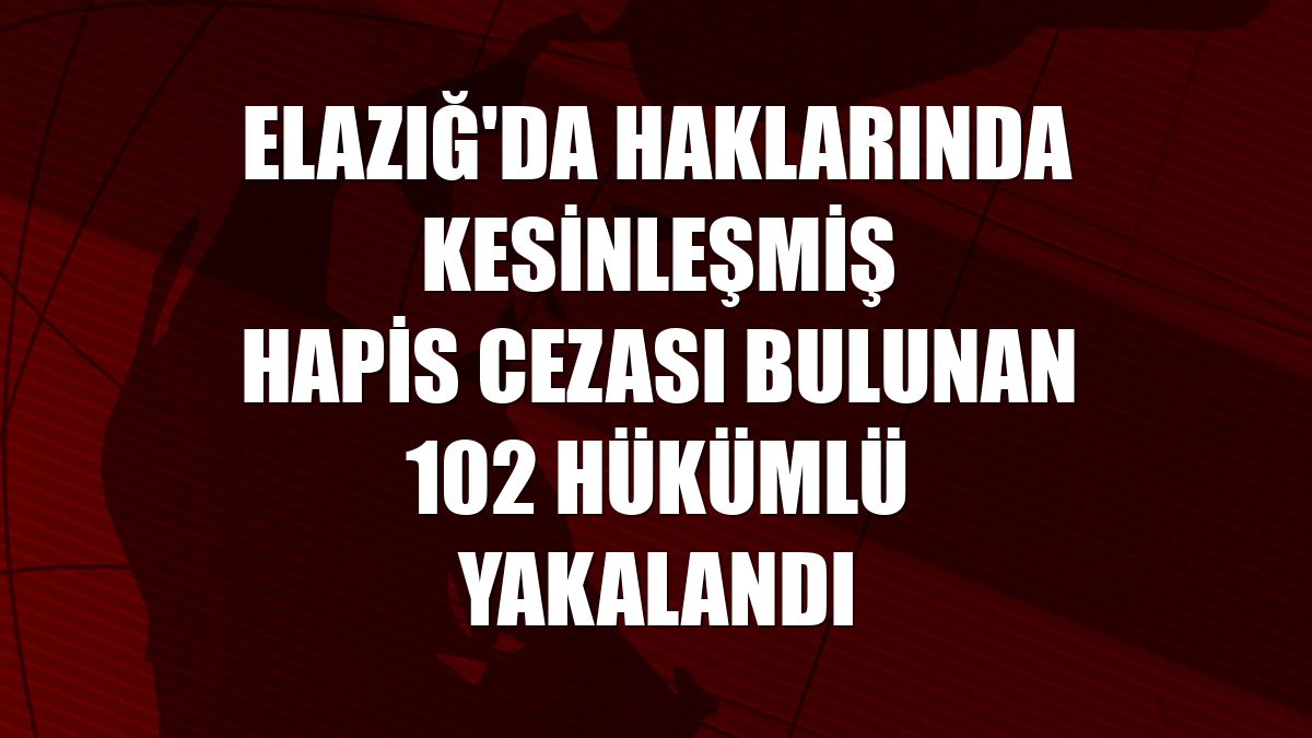 Elazığ'da haklarında kesinleşmiş hapis cezası bulunan 102 hükümlü yakalandı