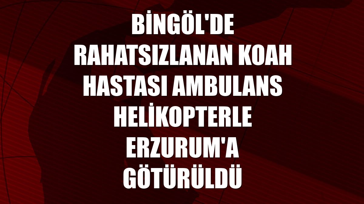 Bingöl'de rahatsızlanan KOAH hastası ambulans helikopterle Erzurum'a götürüldü