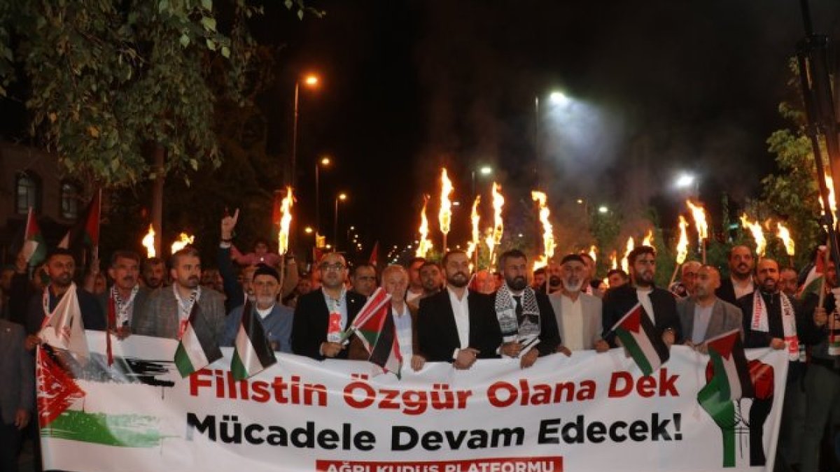 Ağrı'da İsrail'in Filistin'e yönelik saldırıları protesto edildi