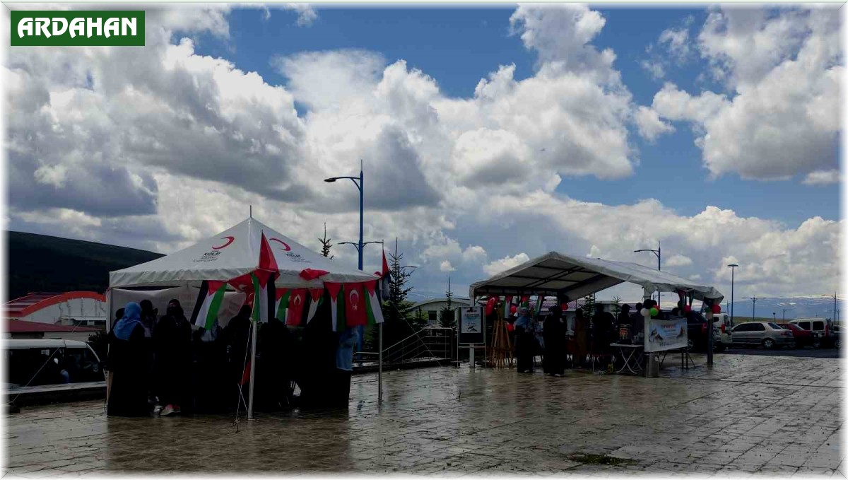 Ardahan'da Filistin'e destek için çadır kuruldu