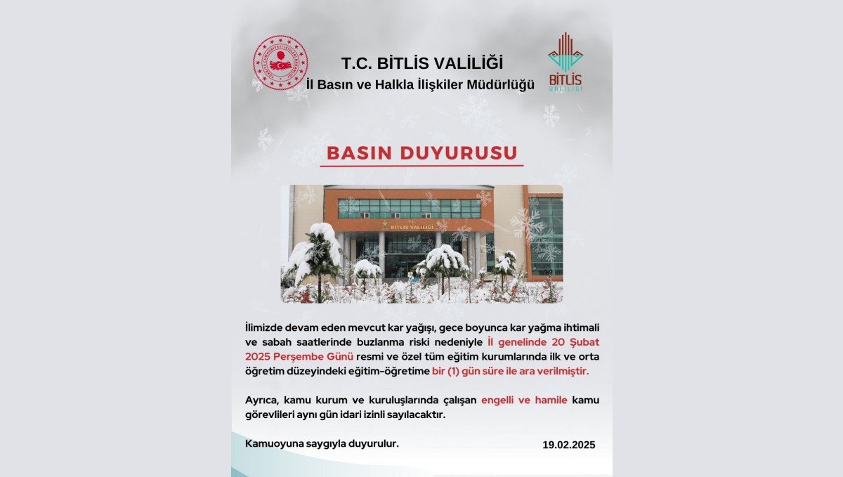 Bitlis'te okullara kar engeli