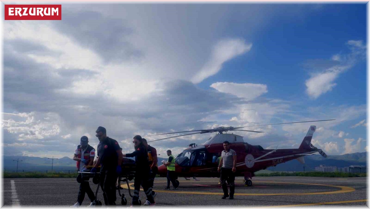 Çaşır toplarken kayalıklardan düşen kadın ambulans helikopterle hastaneye sevk edildi