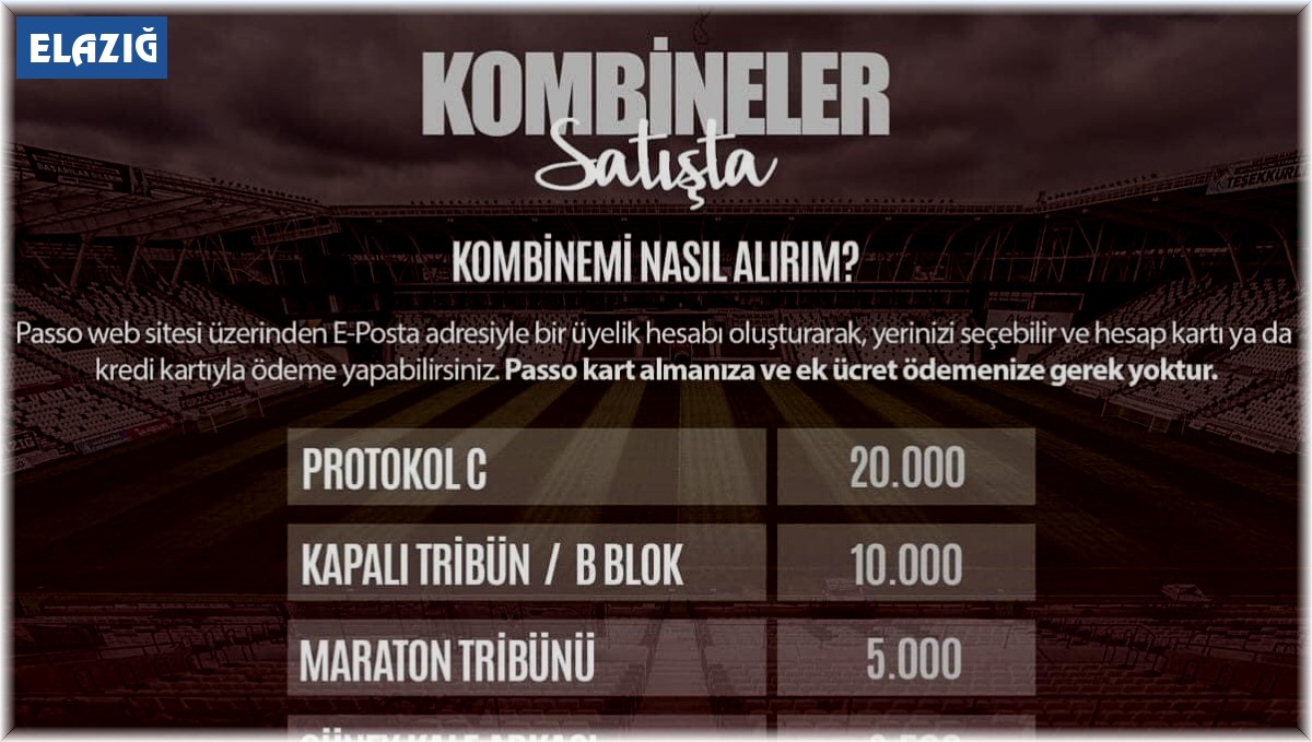 Elazığspor'da kombine biletler satışa çıktı