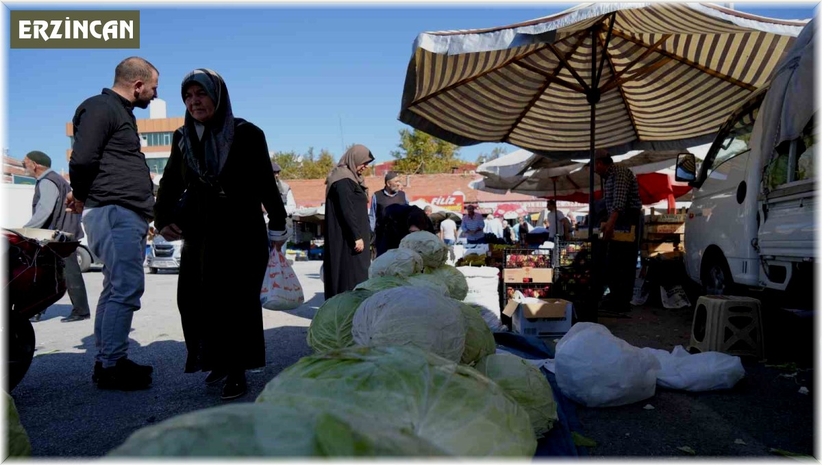 Erzincan'da turşuluk ve yemeklik lahanalar tezgahta yerini aldı