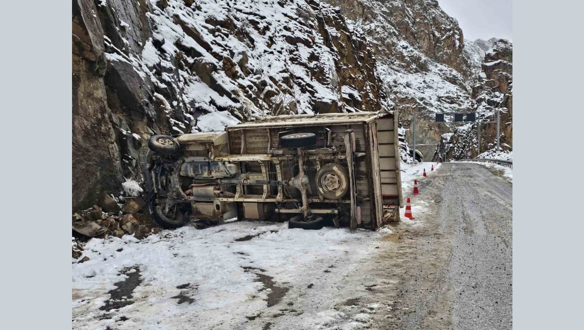 Erzurum'da kamyonet kayalıklara çarptı: 1 yaralı