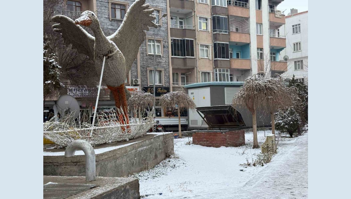 Iğdır şehir merkezine mevsimin ve yılın ilk karı yağdı