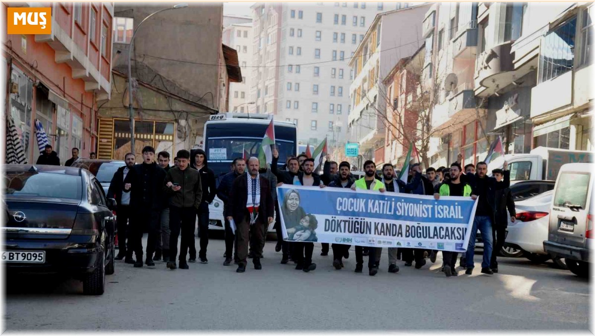 Muş'ta düzenlenen yürüyüşte İsrail protesto edildi