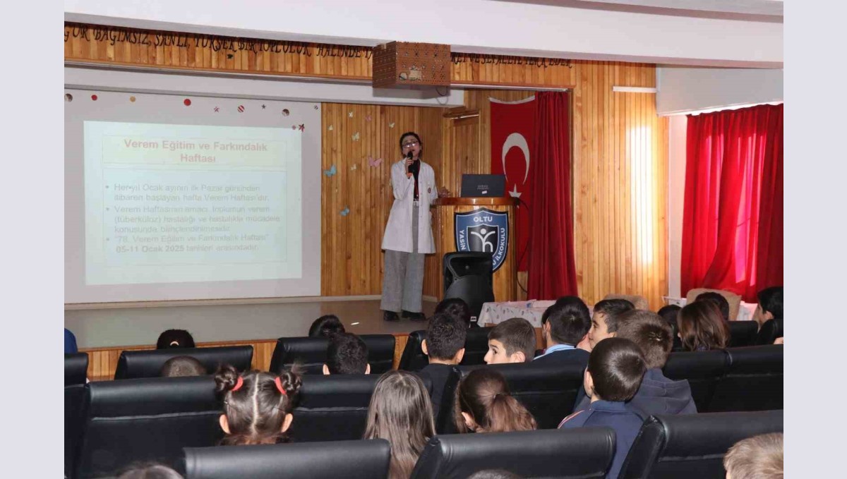 Oltu'da ilkokul öğrencilerine verem haftası bilgilendirme eğitimi