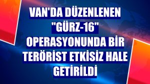 Van'da düzenlenen 'Gürz-16' operasyonunda bir terörist etkisiz hale getirildi