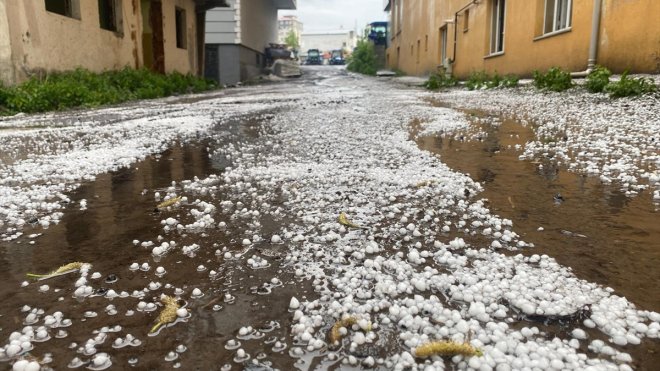 Ardahan'da sağanak ve dolu etkili oldu