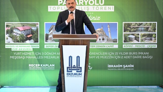 Erzurum Valisi Mustafa Çiftçi, Pazaryolu ilçesinde cami açılışına katıldı