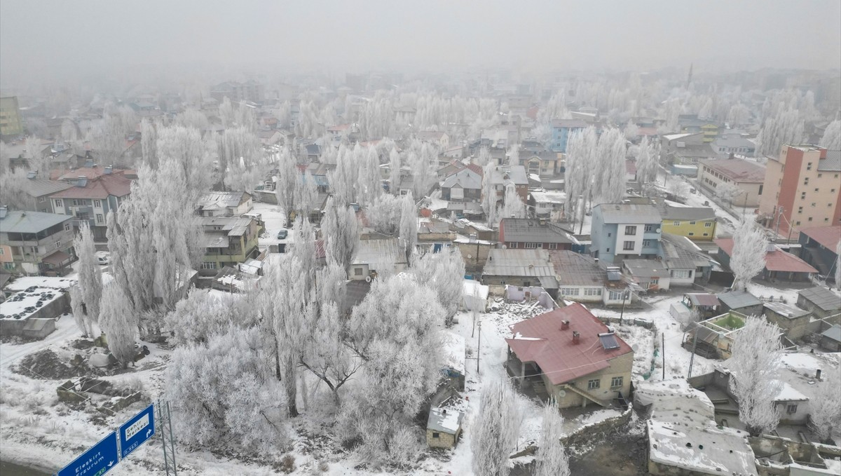 Ağrı'da soğuklar nehir ve dereleri dondurdu