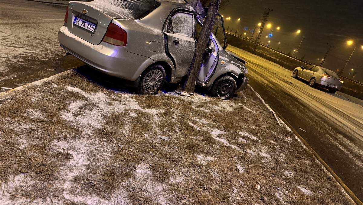 Erzurum'da refüjdeki ağaca çarpan araçtaki 1 kişi yaralandı